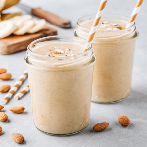 Banana smoothie in jar